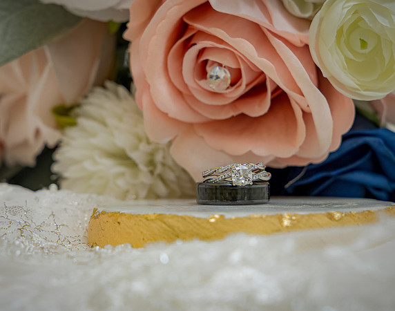 Close up of wedding rings for a wedding at the Bama Bed & Breakfast in Tuscaloosa, Alabama